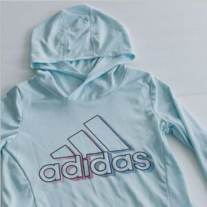 Adidas Girls 6X Mint Green Hooded Shirt Logo Pink Lavender Blue Ruffle Hem